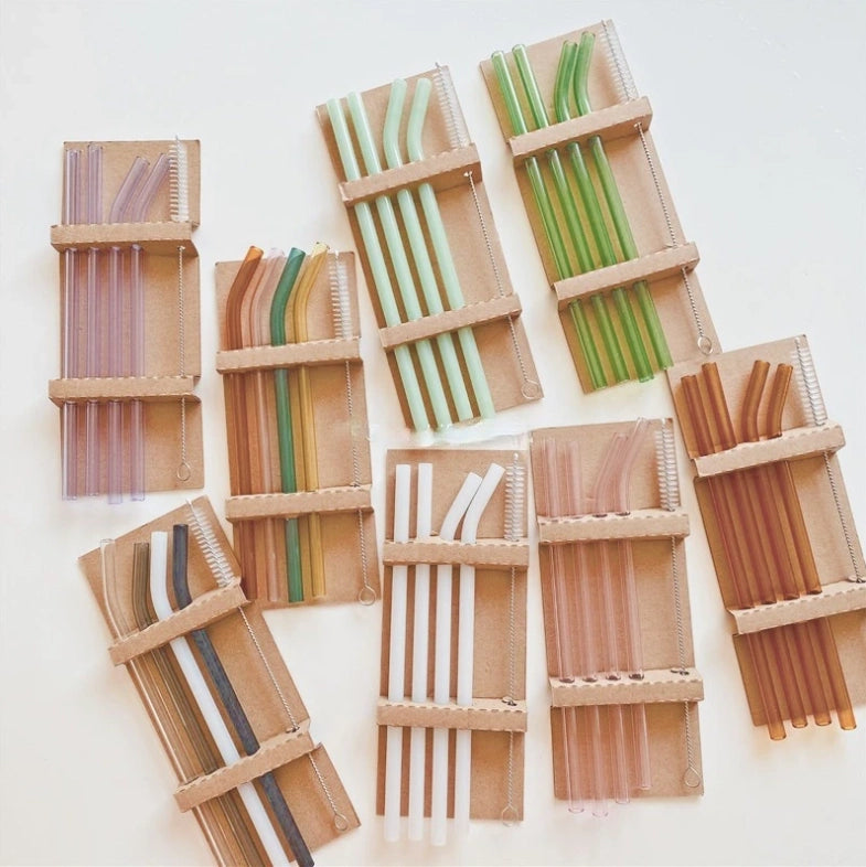 Ensemble de pailles en verre