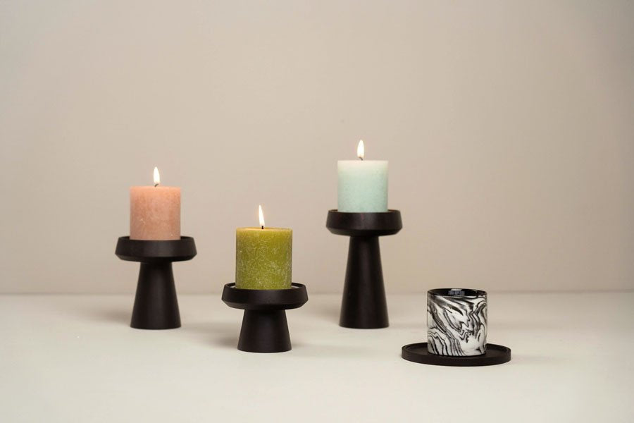 Bougeoir en bois d’acacia noir
