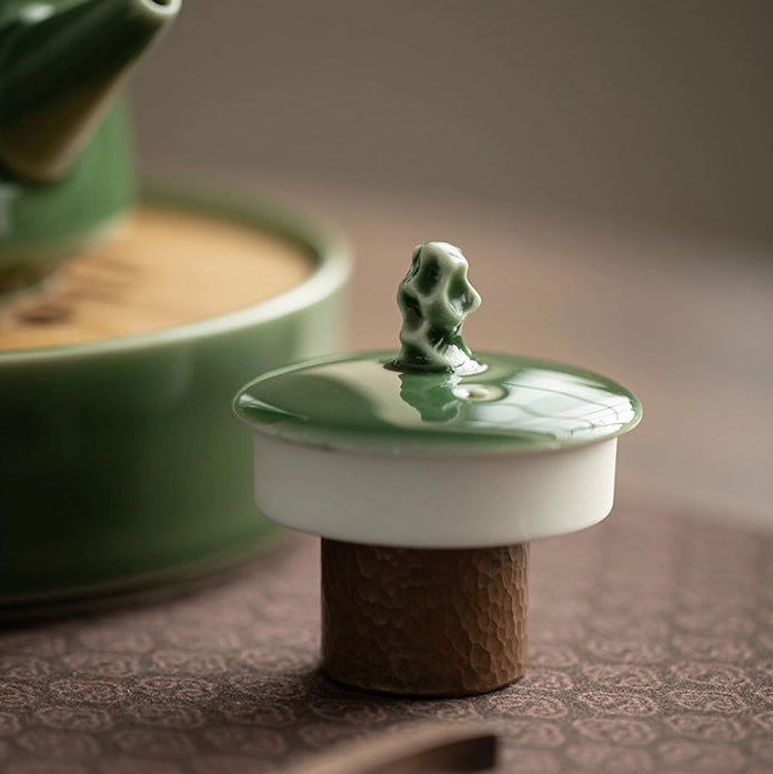 Théière artisanale en céramique verte 200ml